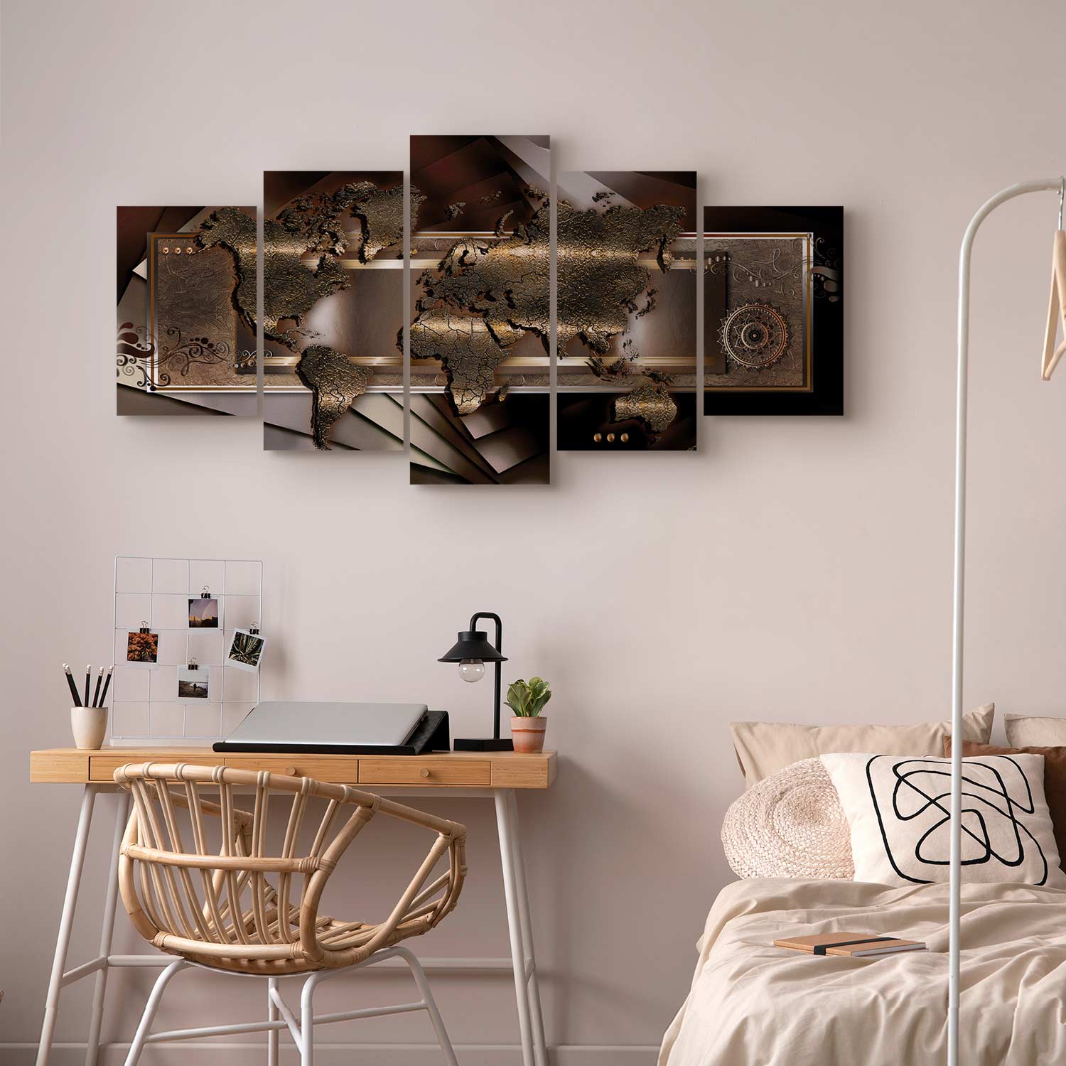 Chestnut World Map Canvas Print