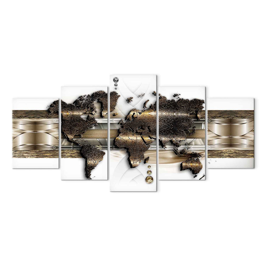 Metallic World Map Modern Canvas Print