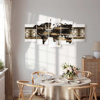 Metallic World Map Modern Canvas Print