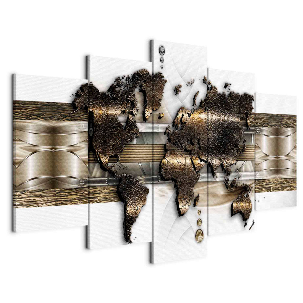 Metallic World Map Modern Canvas Print