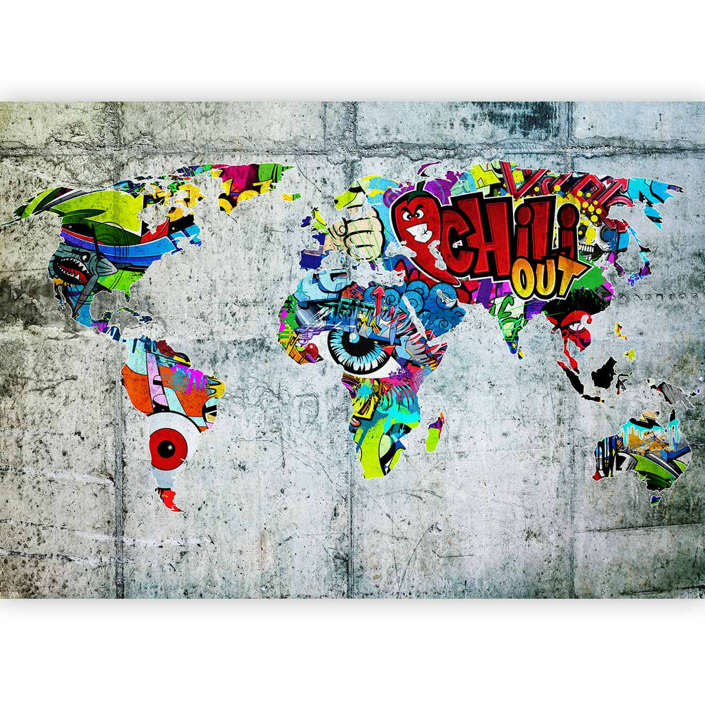 Graffiti World Map Multicolor Wall Mural