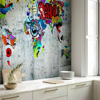 Graffiti World Map Multicolor Wall Mural