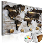 Golden World Map Compass Decorative Pinboard
