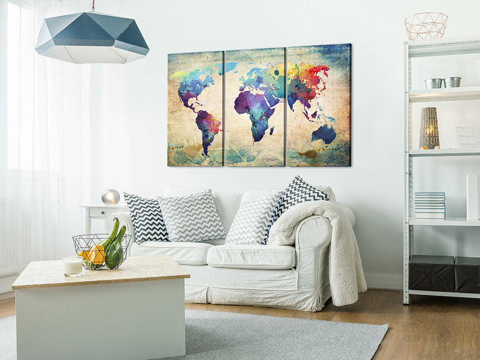 Rainbow World Map Decorative Pinboard
