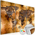 Gold Toned World Map Decorative Pinboard
