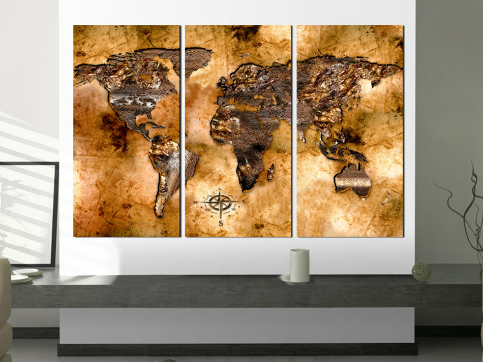 Gold Toned World Map Decorative Pinboard