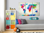 Colourful World Continents Map Decorative Pinboard