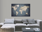 Grey World Map Compass Decorative Pinboard