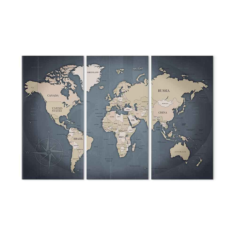 Anthracite World Map Canvas Print
