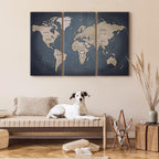 Anthracite World Map Canvas Print