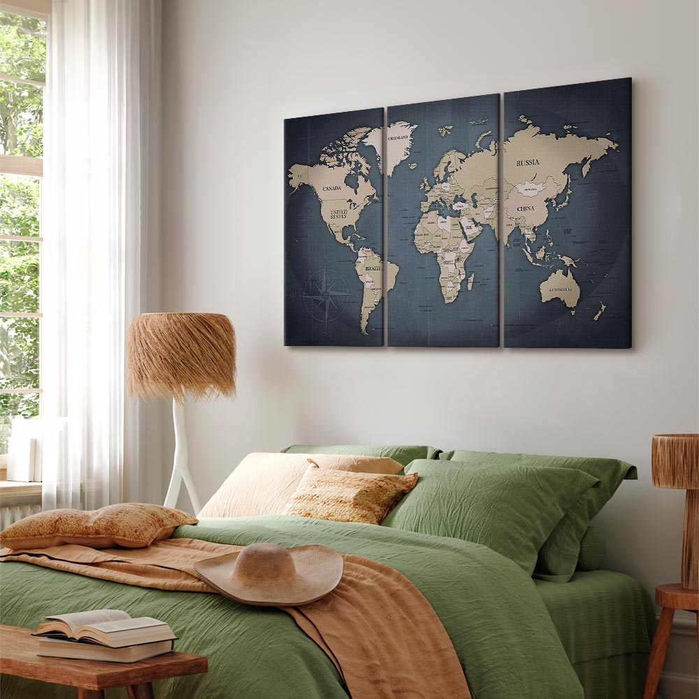 Anthracite World Map Canvas Print