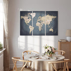 Anthracite World Map Canvas Print
