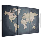 Anthracite World Map Canvas Print
