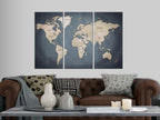 Anthracite World Map Decorative Pinboard