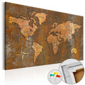 Rusty World Map Decorative Pinboard