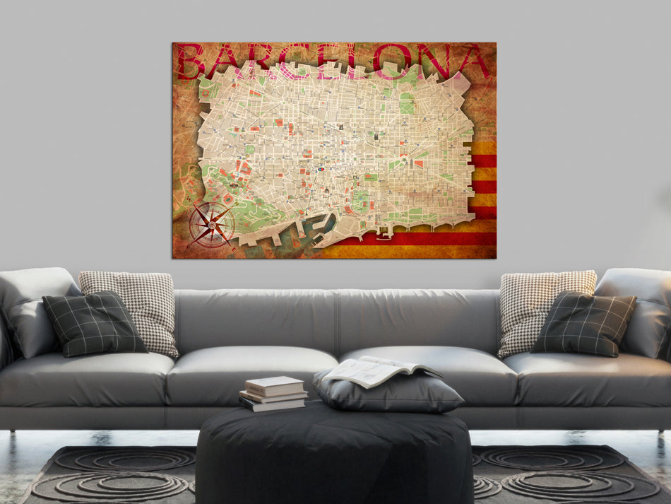 Barcelona City Map Decorative Pinboard