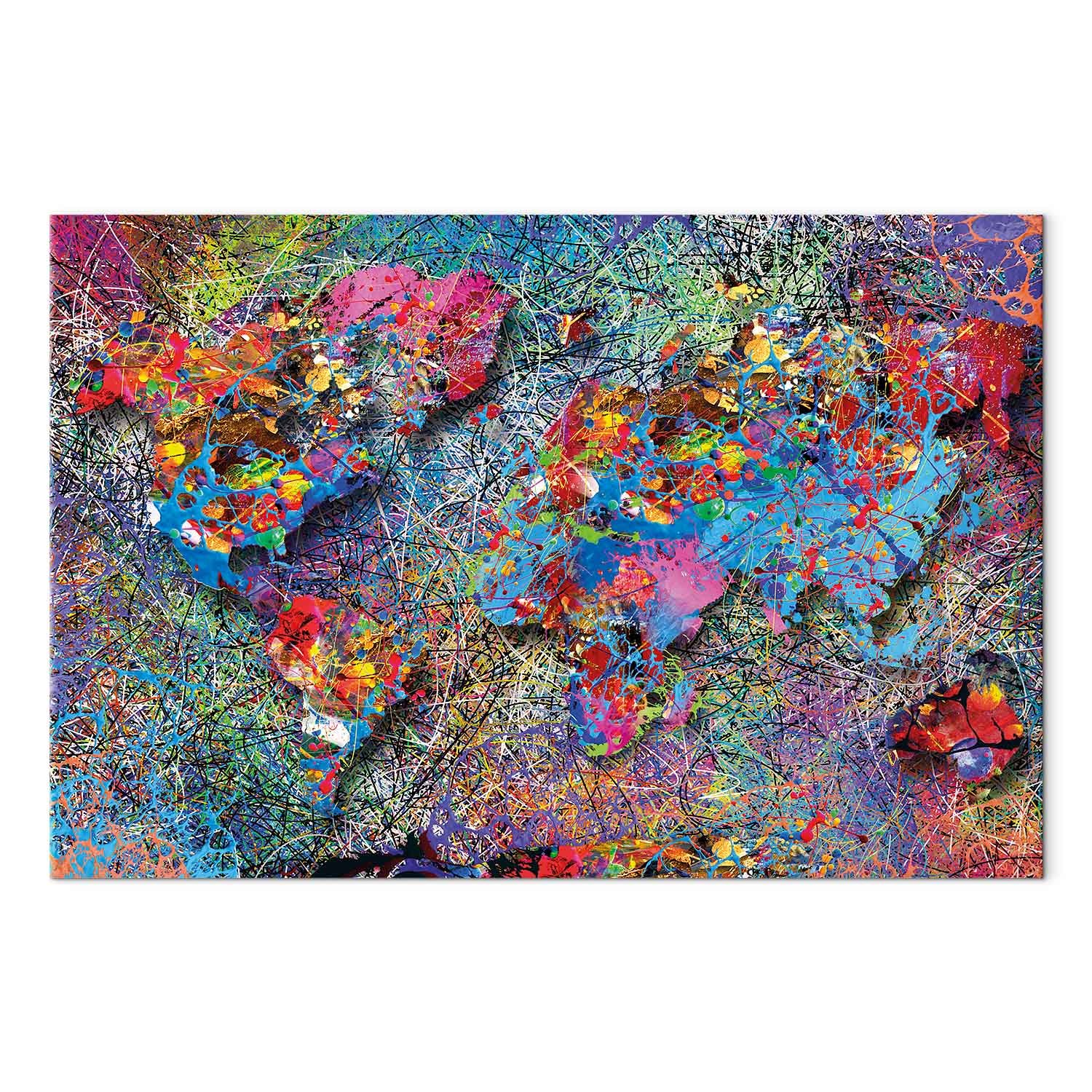 Abstract World Map Multicolor Canvas Print