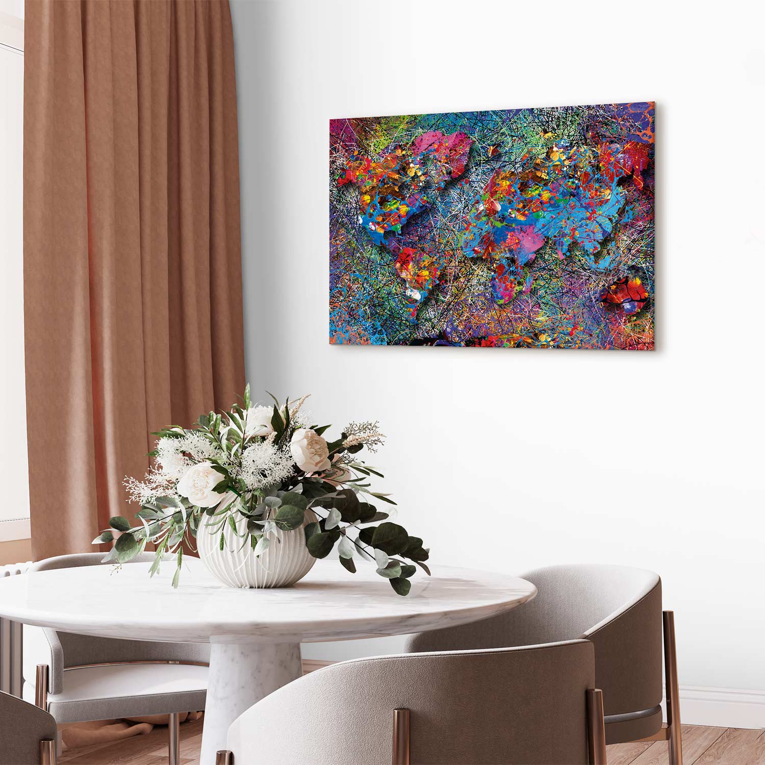 Abstract World Map Multicolor Canvas Print