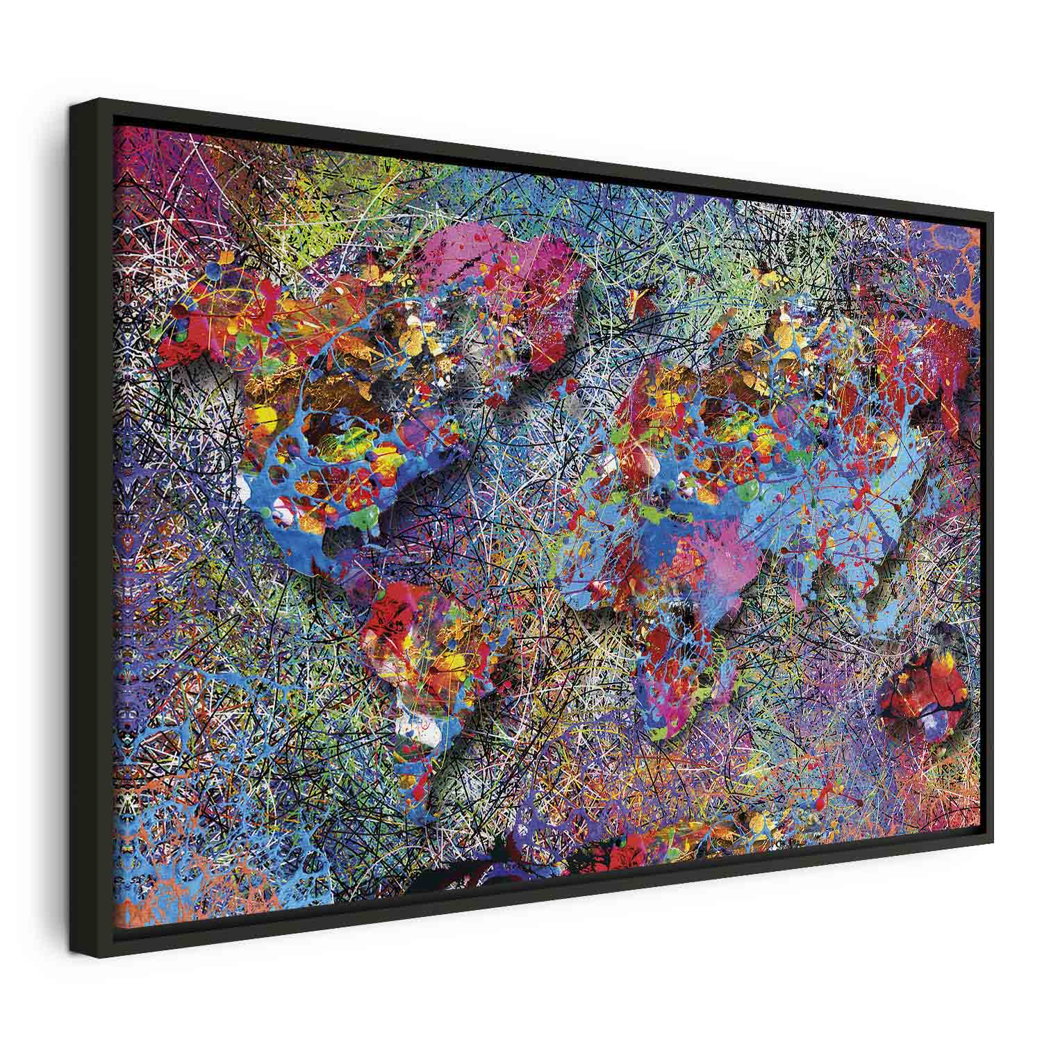 Abstract World Map Multicolor Canvas Print