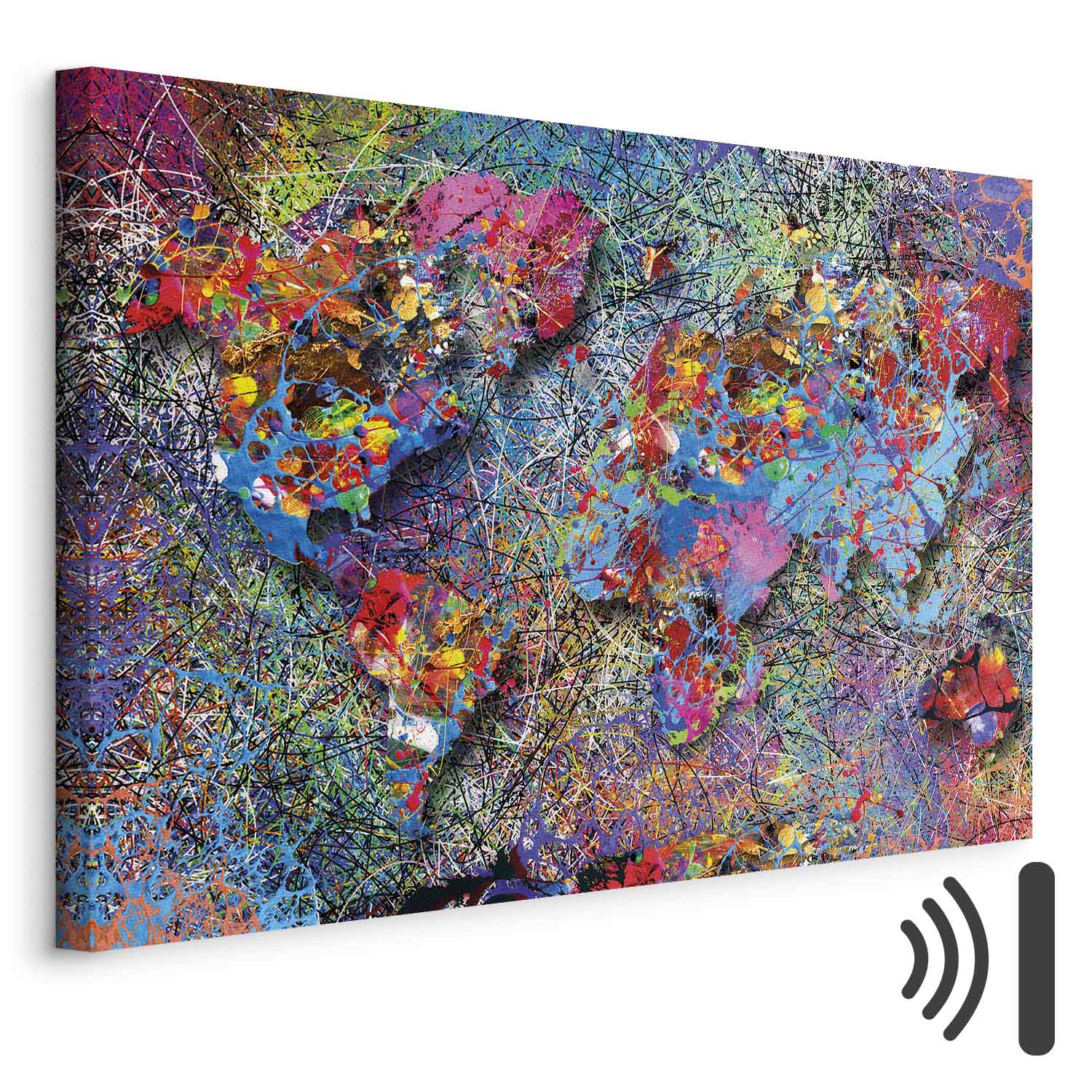 Abstract World Map Multicolor Canvas Print