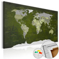 Malachite World Map Green Decorative Pinboard