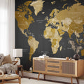 Modern Grey World Map Wall Mural