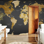 Modern Grey World Map Wall Mural