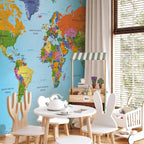 Colourful World Map Geography Wall Mural