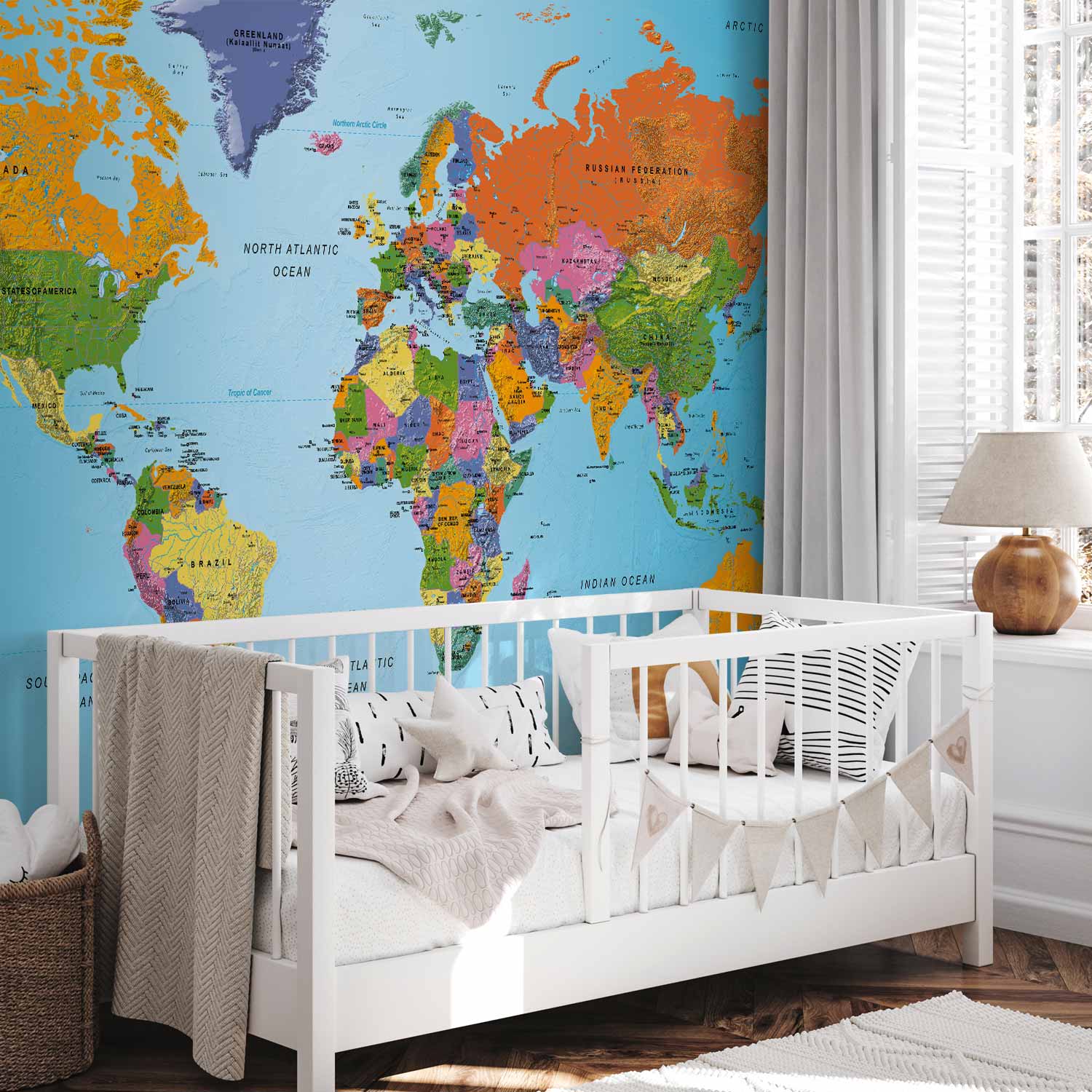 Colourful World Map Geography Wall Mural