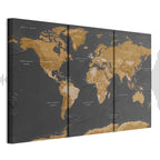 Modern Grey World Map Canvas Print