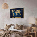 Dark Blue World Map Canvas Print
