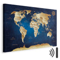 Dark Blue World Map Canvas Print