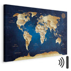 Dark Blue World Map Canvas Print