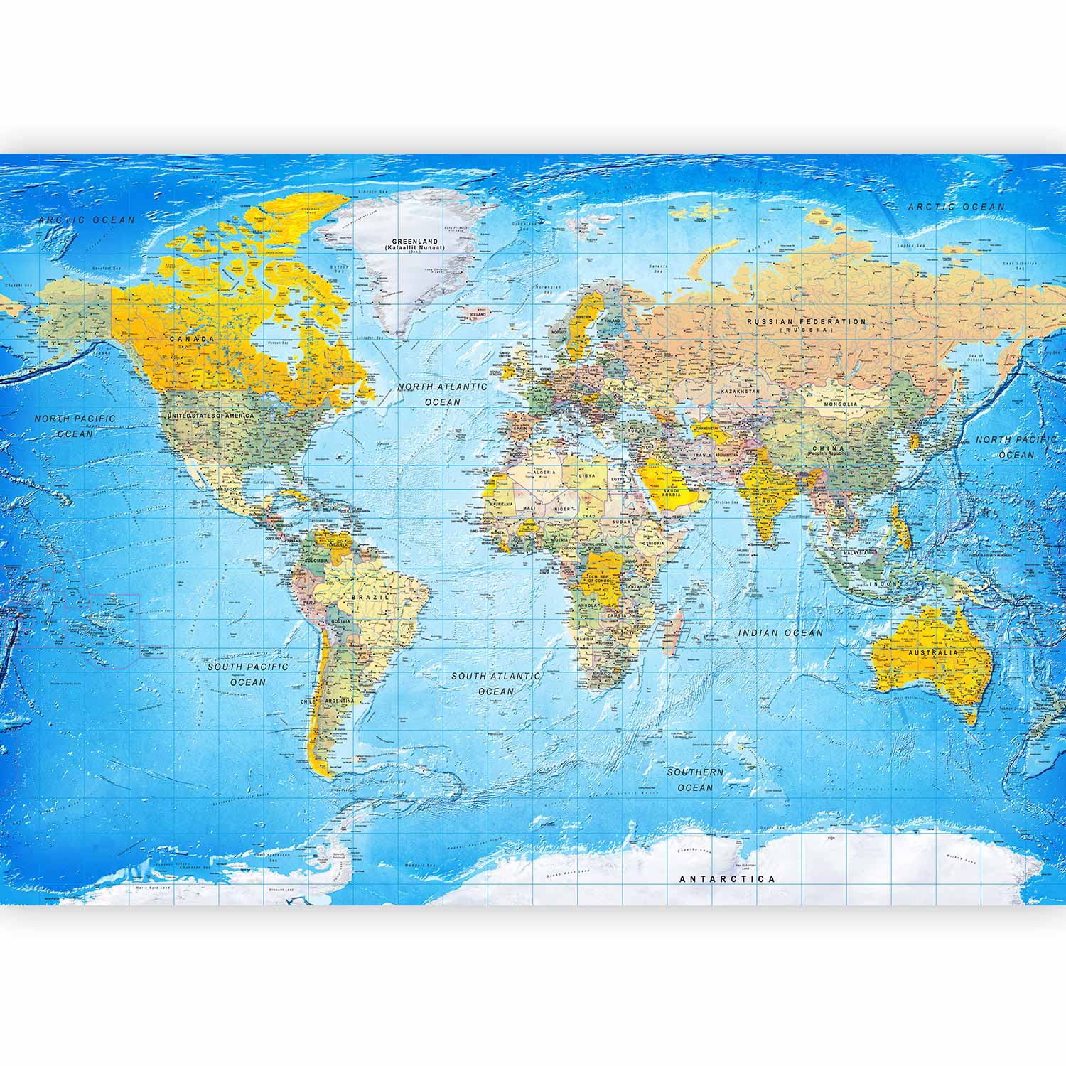 Colorful World Classic Map Wall Mural