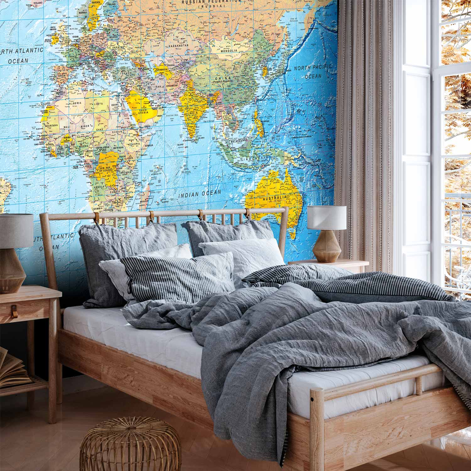 Colorful World Classic Map Wall Mural