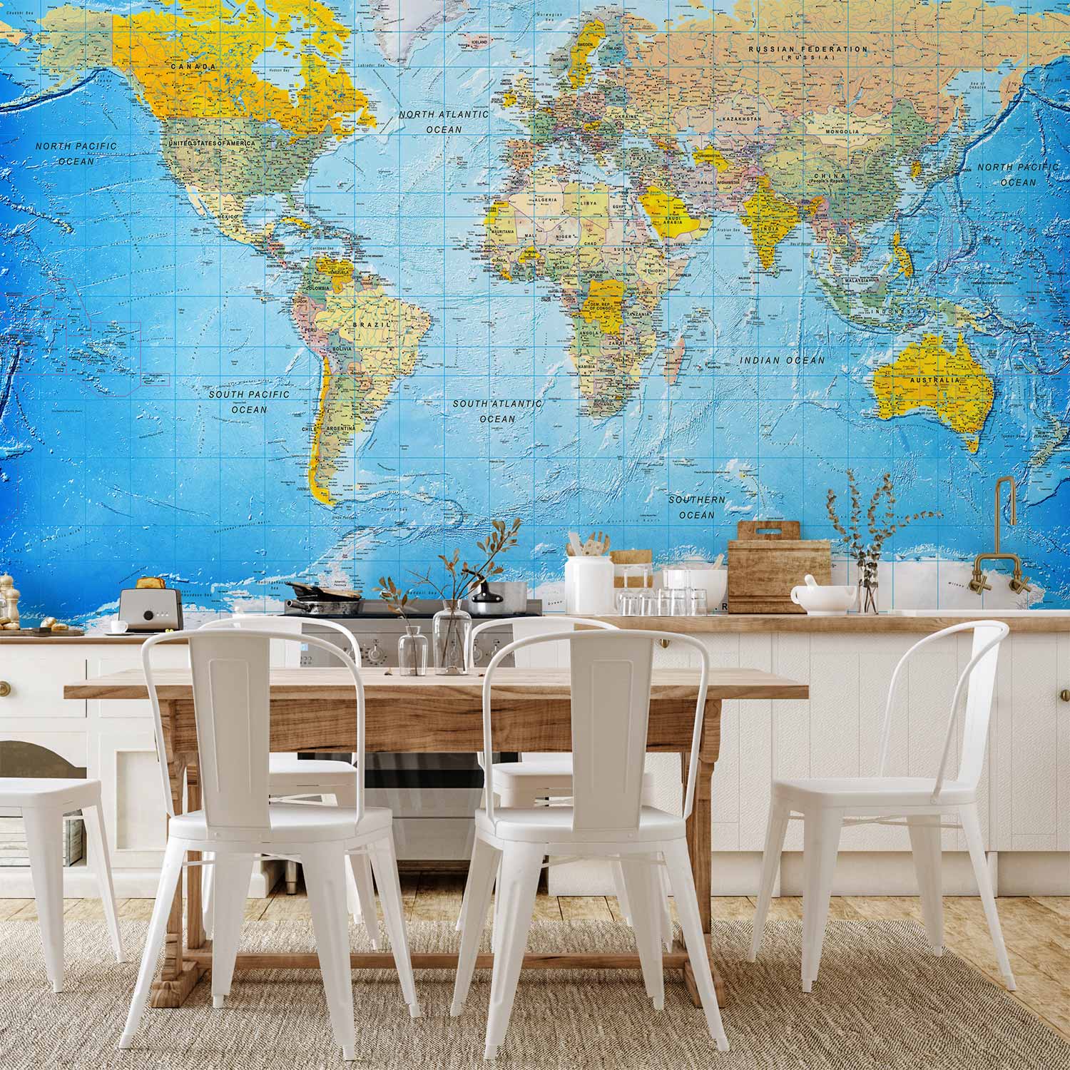 Colorful World Classic Map Wall Mural