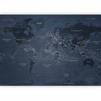 Blue World Map Wall Mural