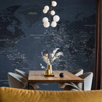 Blue World Map Wall Mural