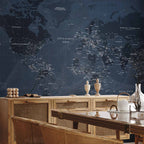 Blue World Map Wall Mural