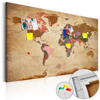 Brown World Map Decorative Pinboard