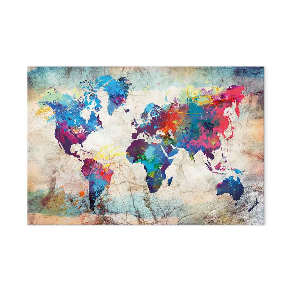Abstract Colourful World Map Canvas Print