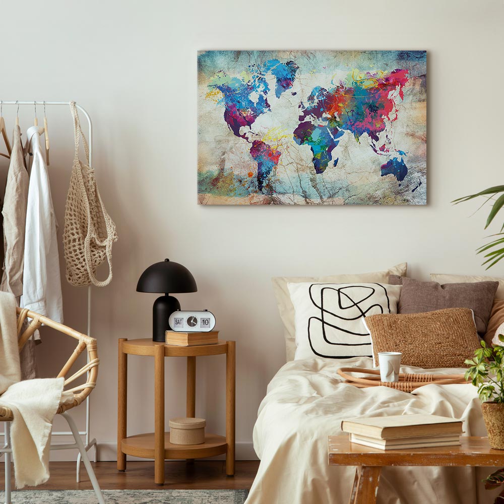 Abstract Colourful World Map Canvas Print