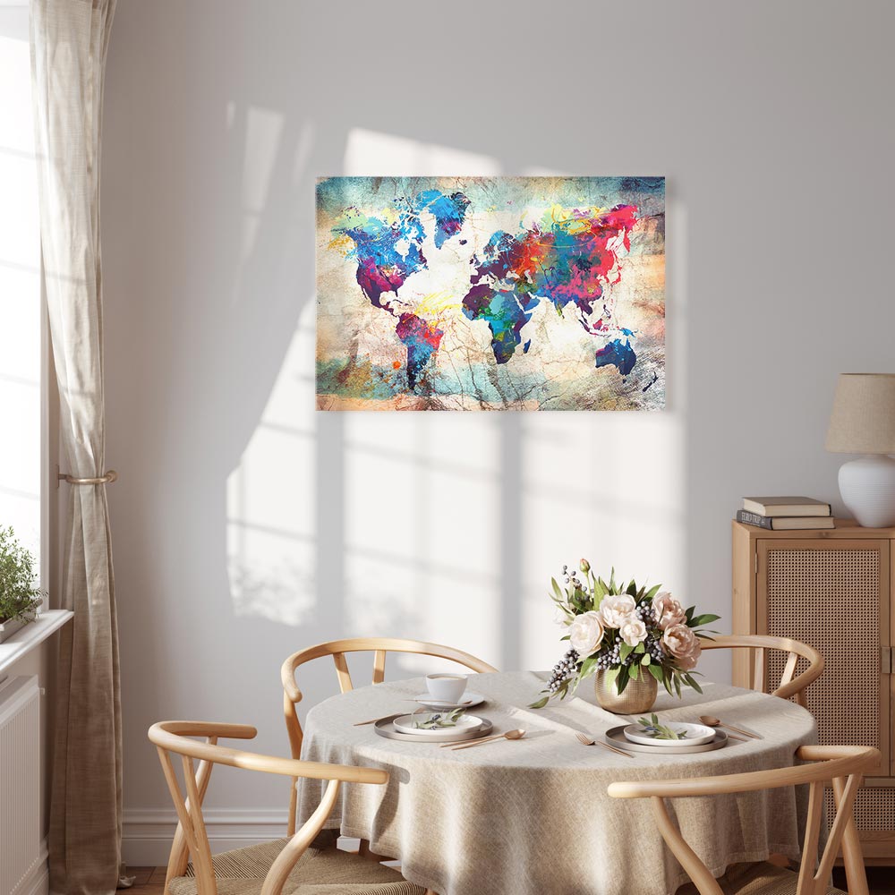 Abstract Colourful World Map Canvas Print