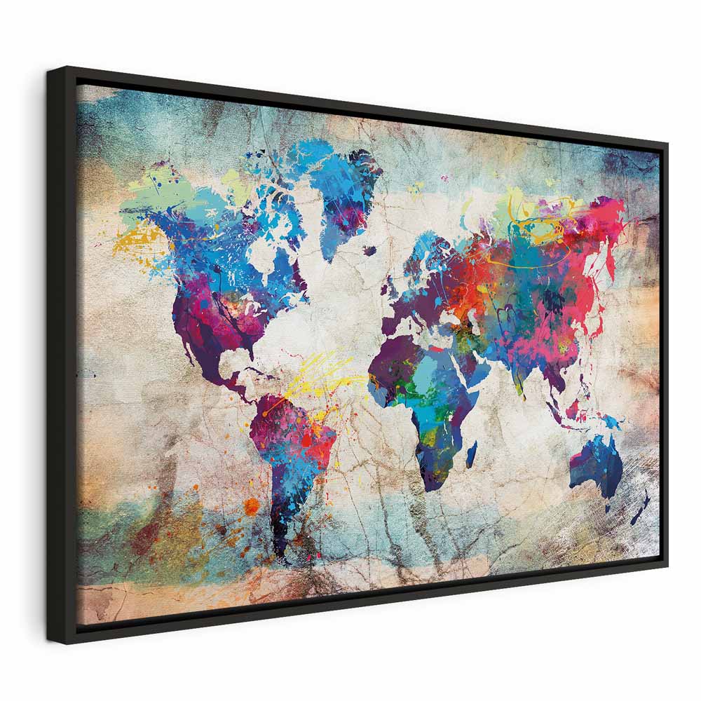 Abstract Colourful World Map Canvas Print