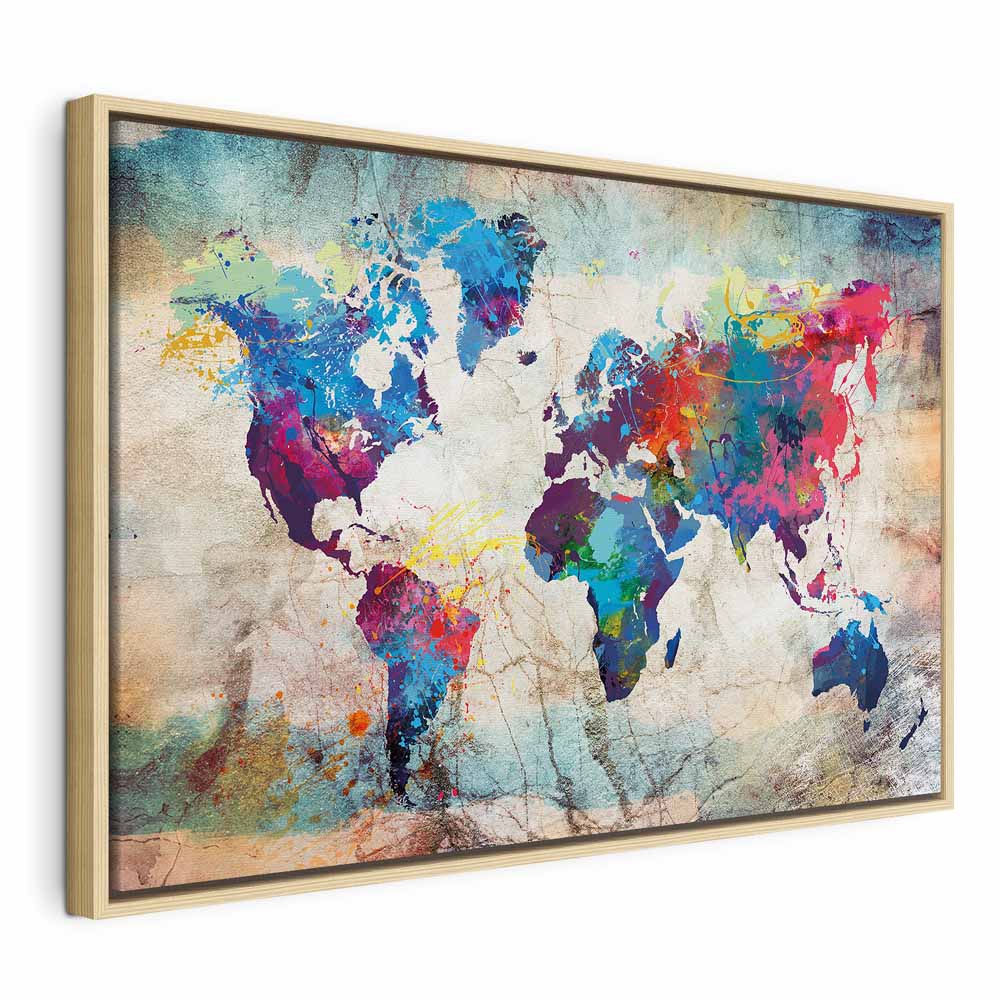 Abstract Colourful World Map Canvas Print