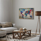 Abstract Colourful World Map Canvas Print
