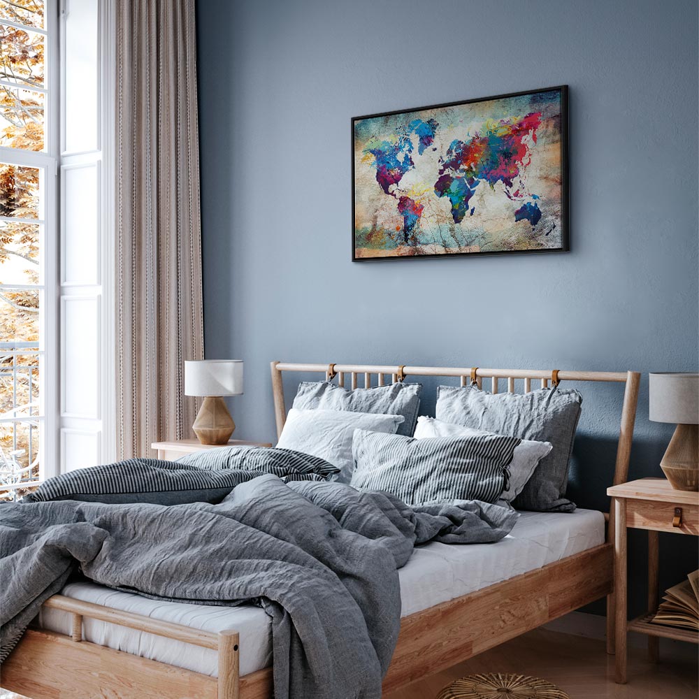 Abstract Colourful World Map Canvas Print