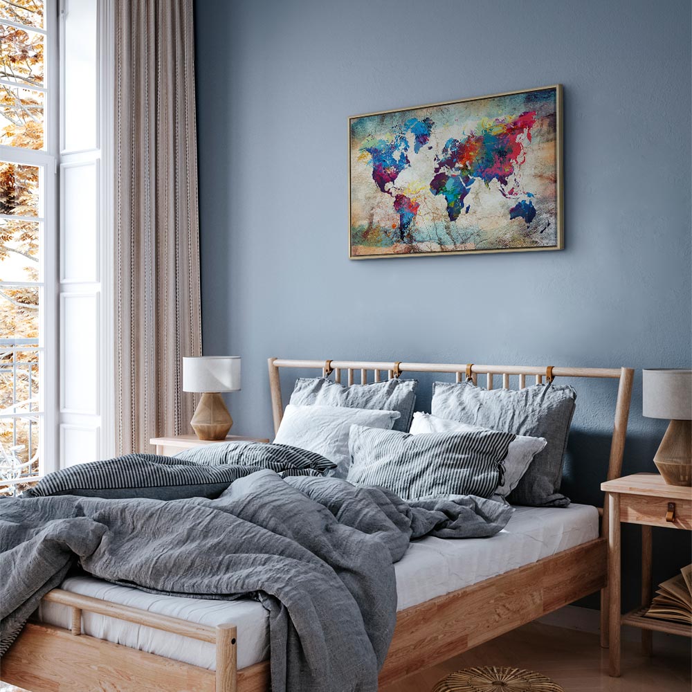 Abstract Colourful World Map Canvas Print