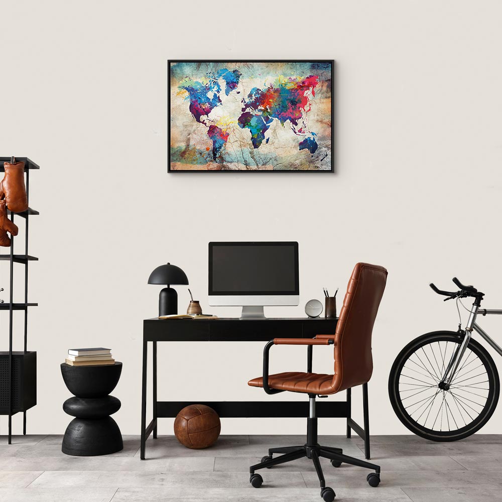 Abstract Colourful World Map Canvas Print