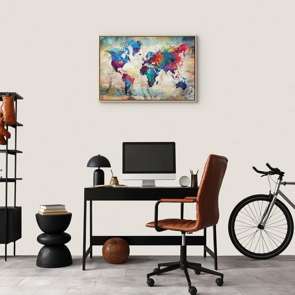 Abstract Colourful World Map Canvas Print